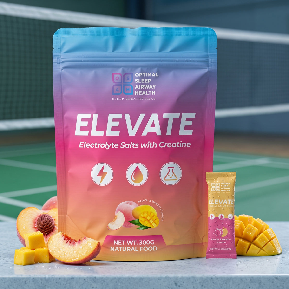 Elevate Electrolyte Salts with Creatine – Peach & Mango Flavour