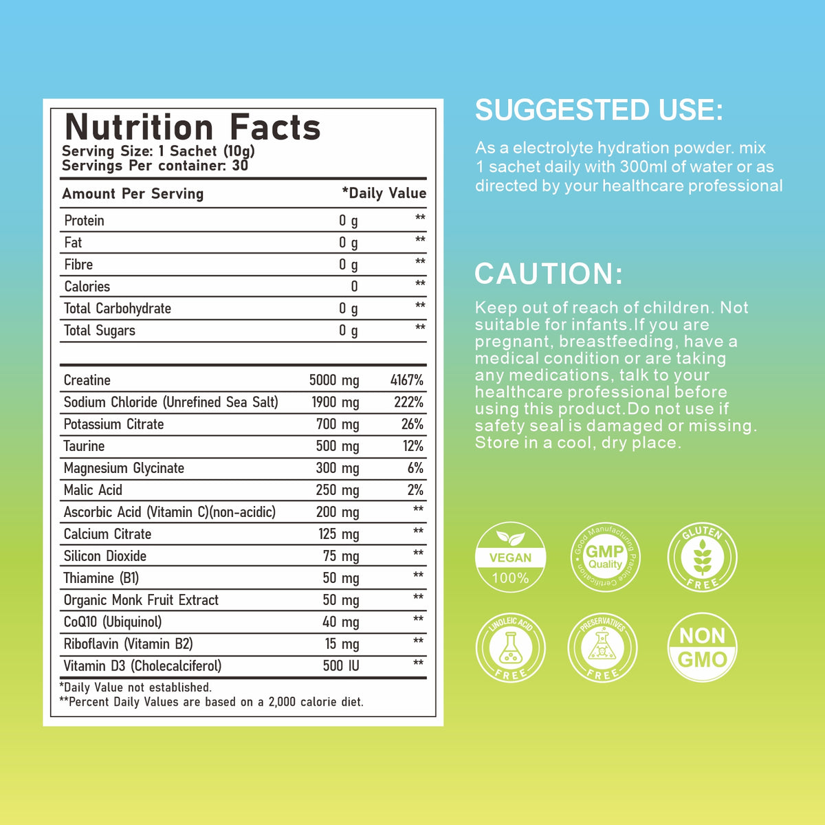Elevate Electrolyte Salts with Creatine – Lemon Flavour
