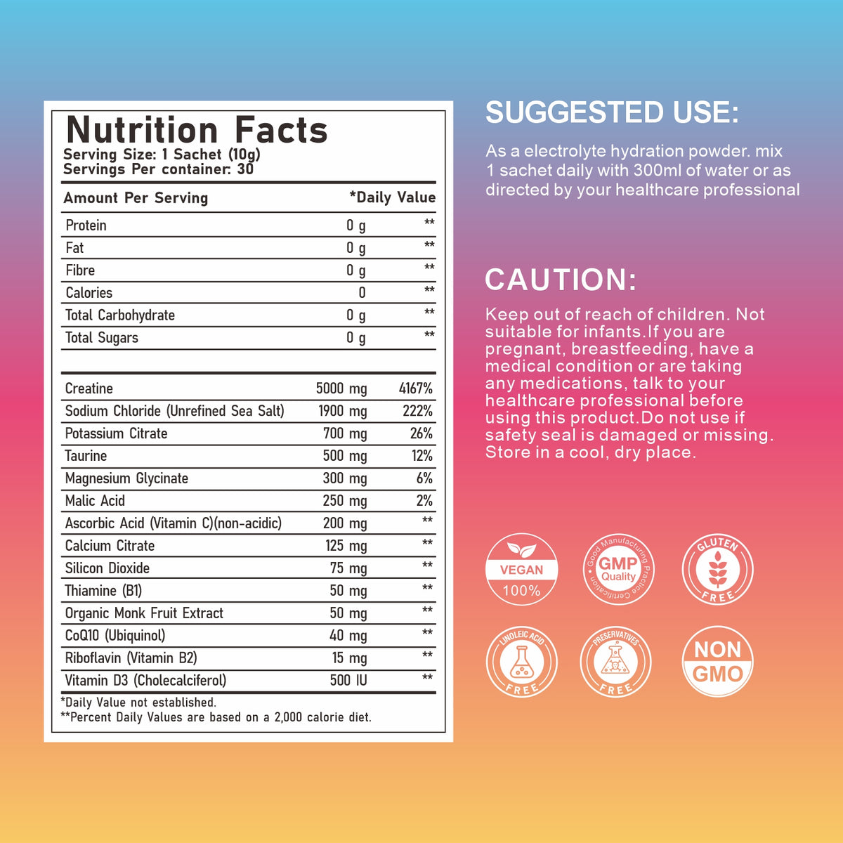 Elevate Electrolyte Salts with Creatine – Peach & Mango Flavour