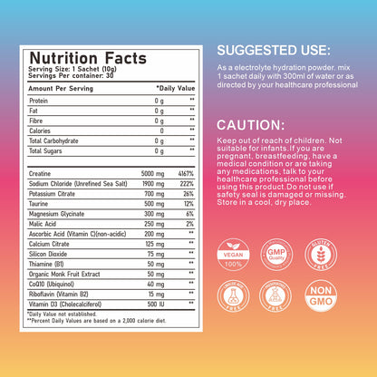 Elevate Electrolyte Salts with Creatine – Peach & Mango Flavour